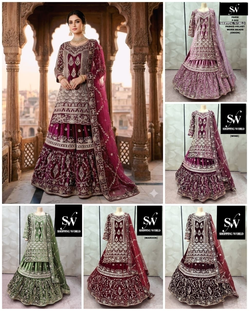 Onion Pink Wine Maroon Green Dark Maroon Velvet peplum long Dress Farshi Gaharara Dress Special