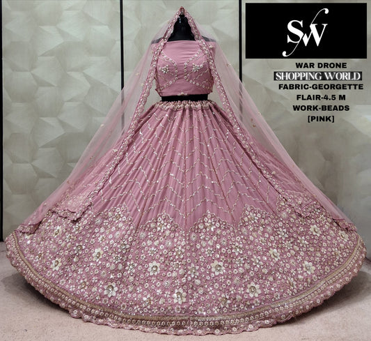 Pink Georgette lehenga