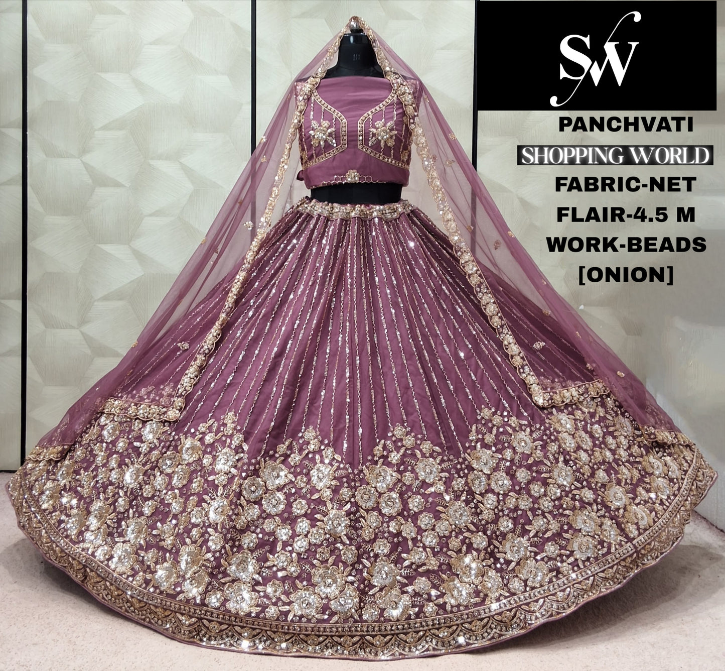 Pink Net Lehenga