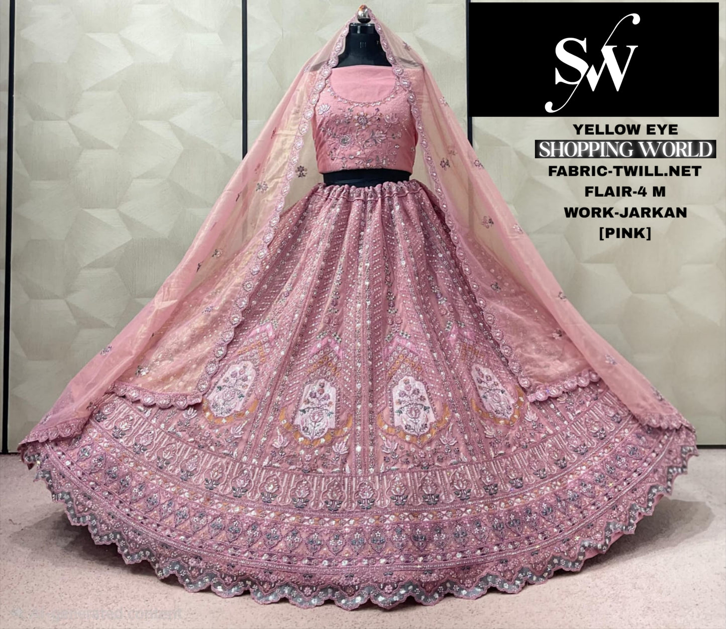 White Twill Net Lehenga