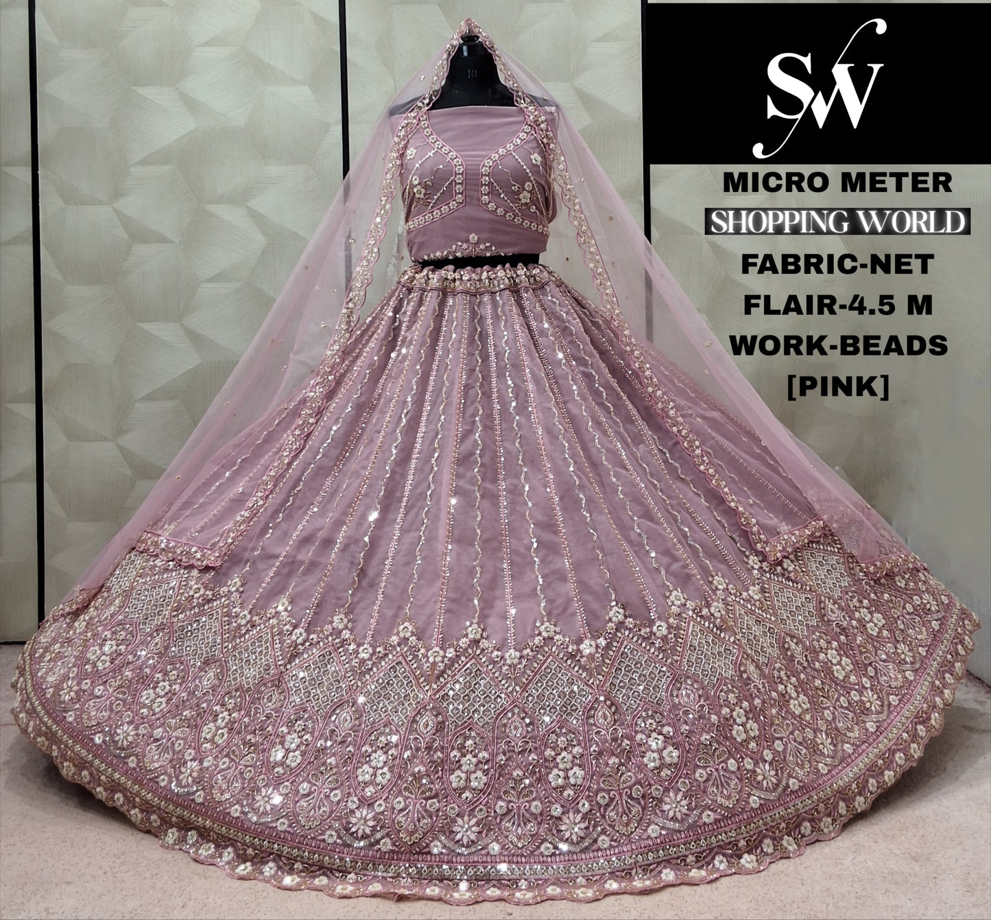 Lavender Net Lehenga