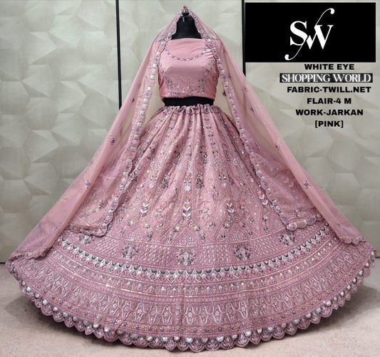 Pink Twill Net Lehenga