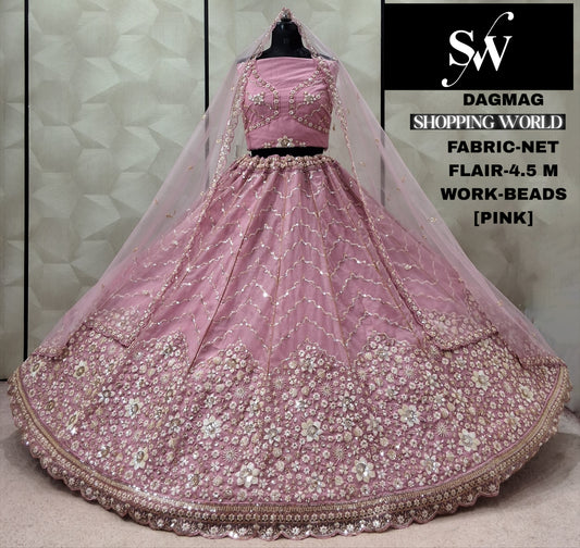 Pink Net Lehenga