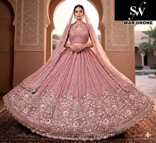 Onion Pink Georgette lehenga