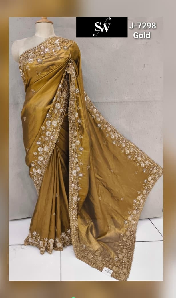 Chiku Golden Mustard Designer Saree