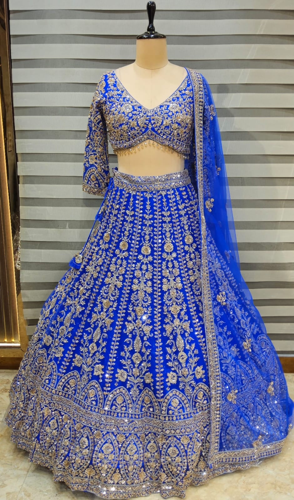 Royal Blue Crop Top Lehenga