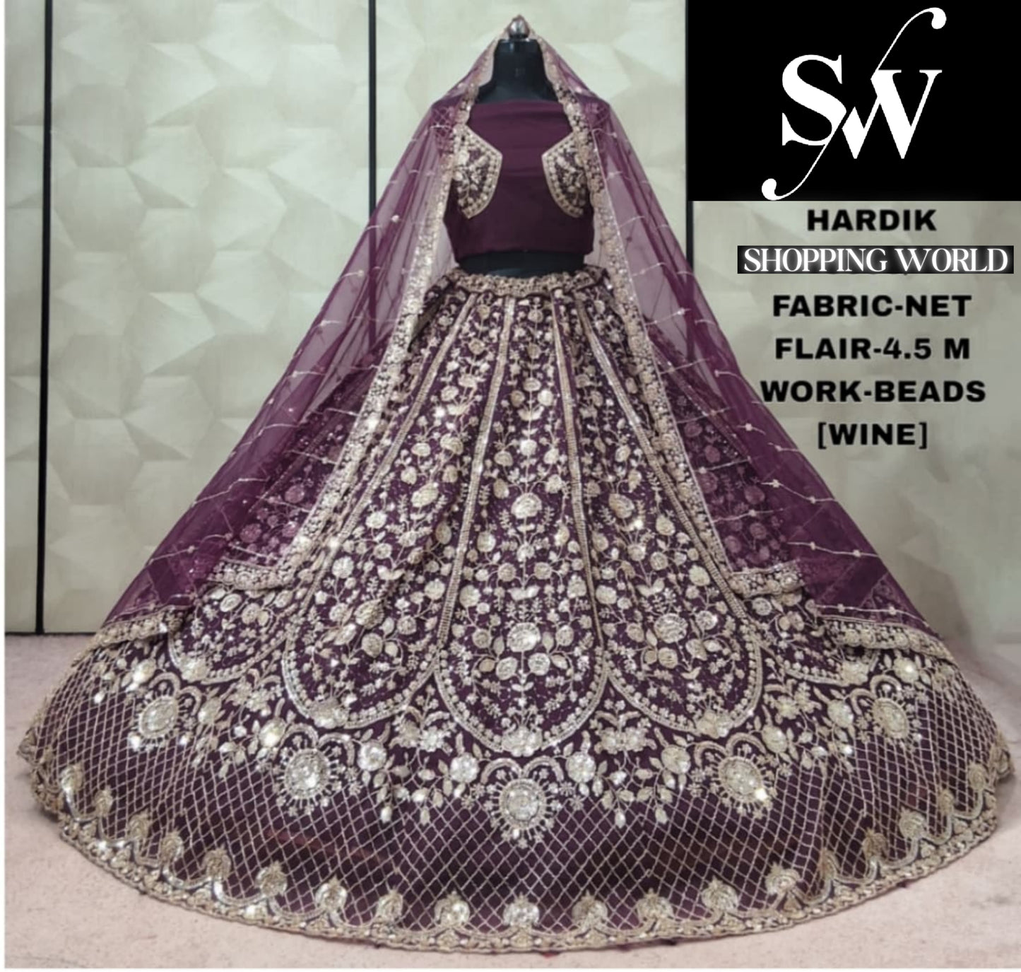 Morpeach Blue Net Lehenga