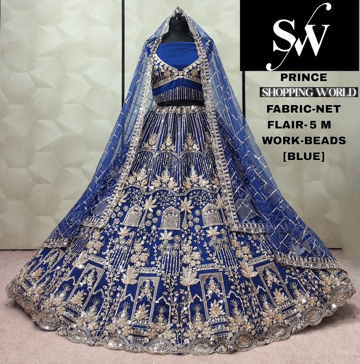 Blue Net Lehenga