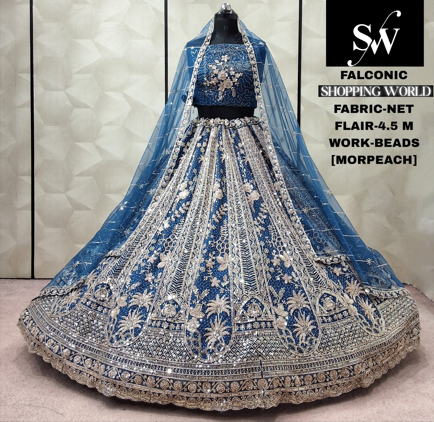 Rust Orange Net Lehenga