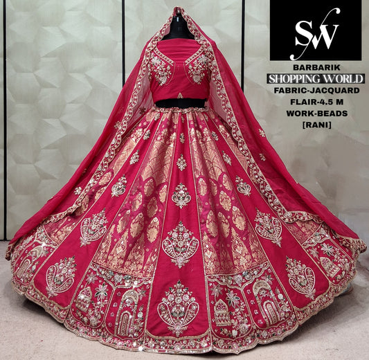Rani Pink Jacquard Lehenga - Shopping World