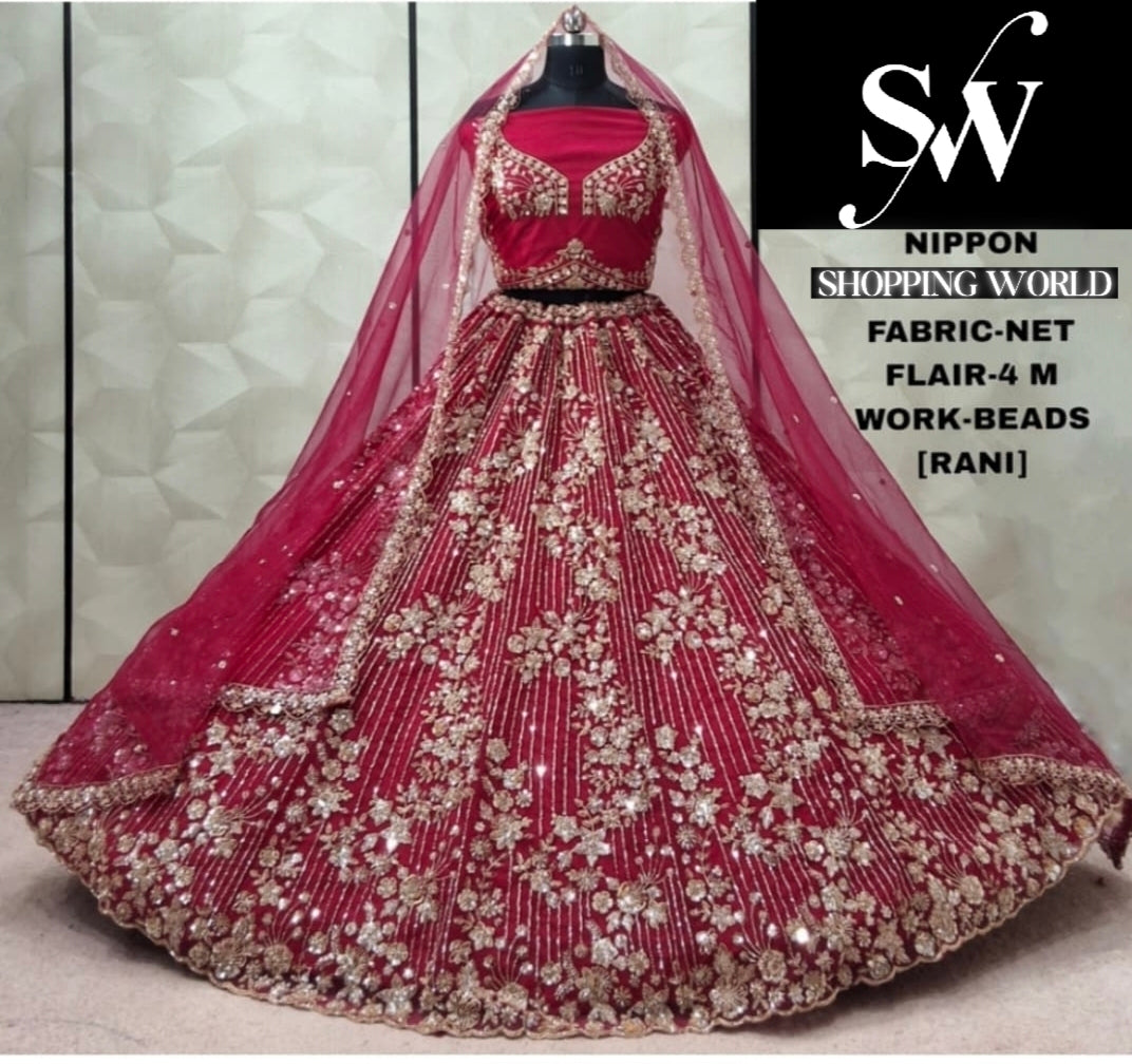 Purple Wine Net Lehenga