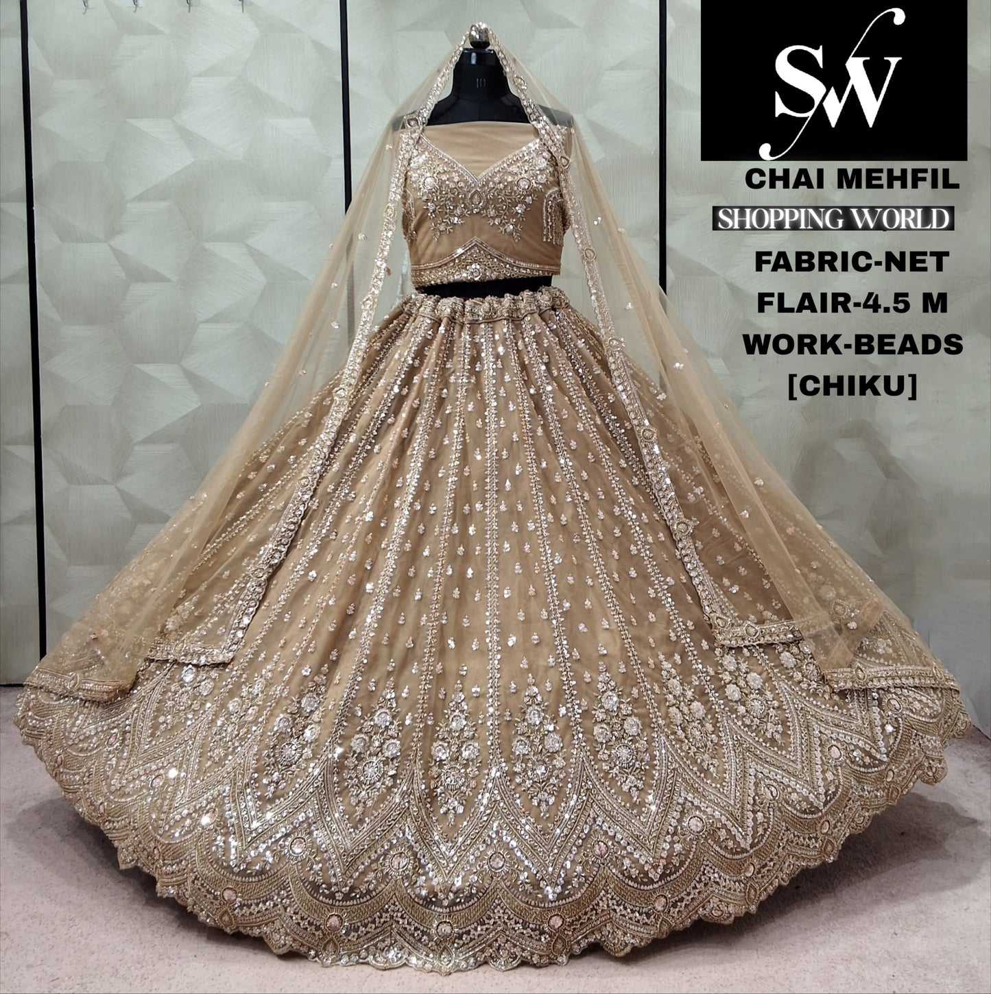 Rust Orange Net Lehenga