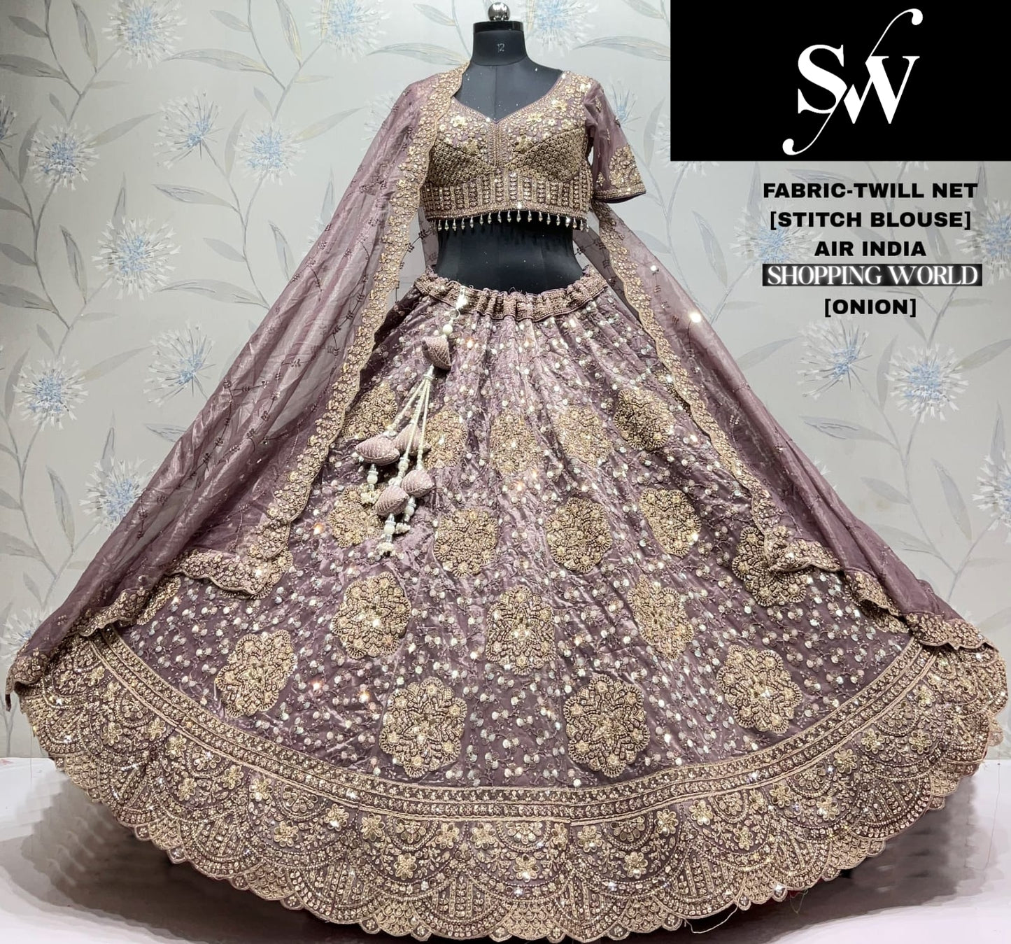 Silver Grey Twill Net Lehenga