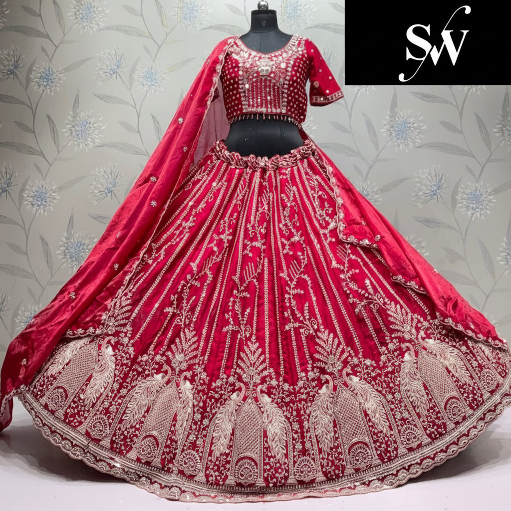 Hot Pink Fendi Peacock Lehenga