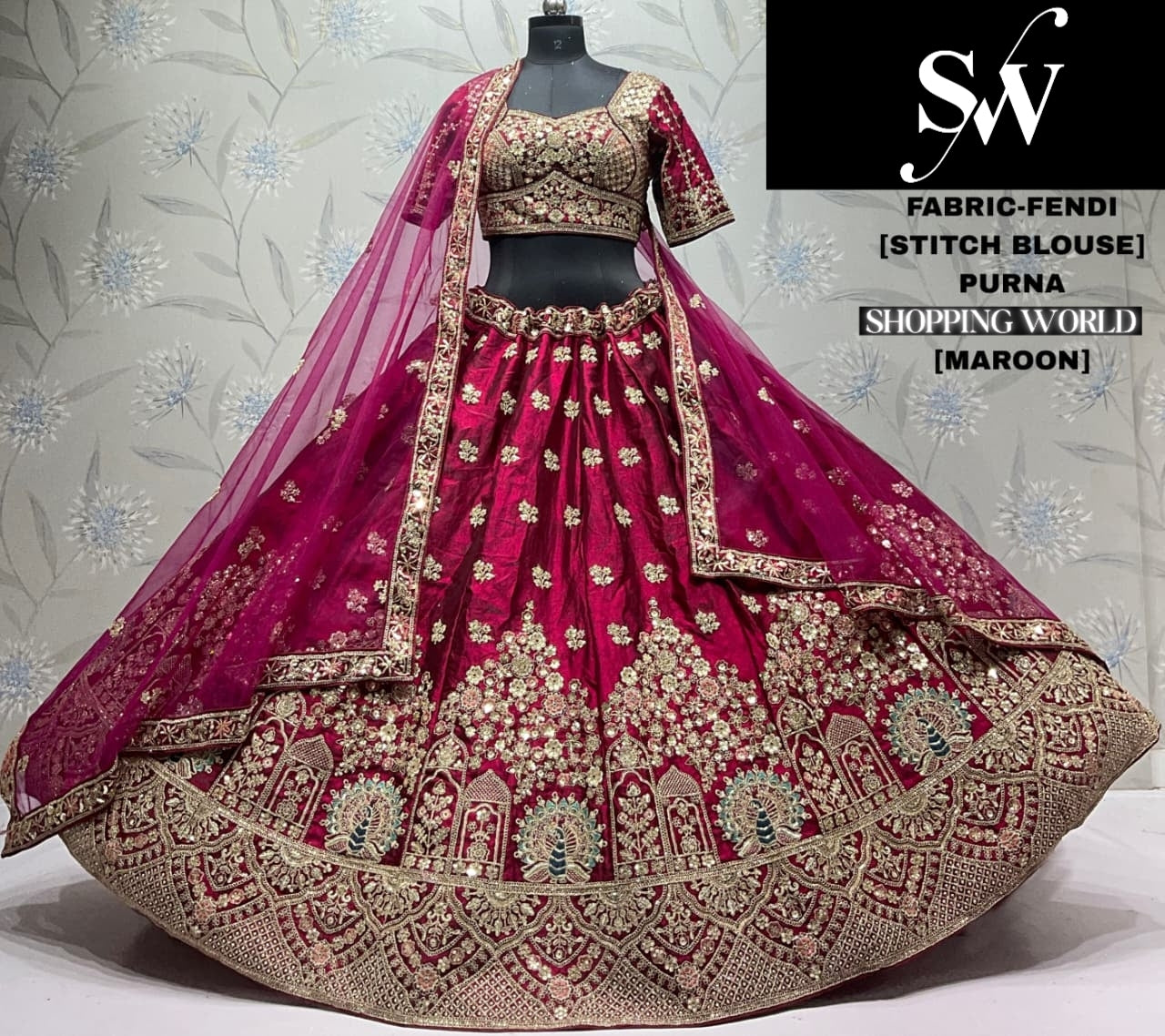Purple Fendi Peacock Lehenga