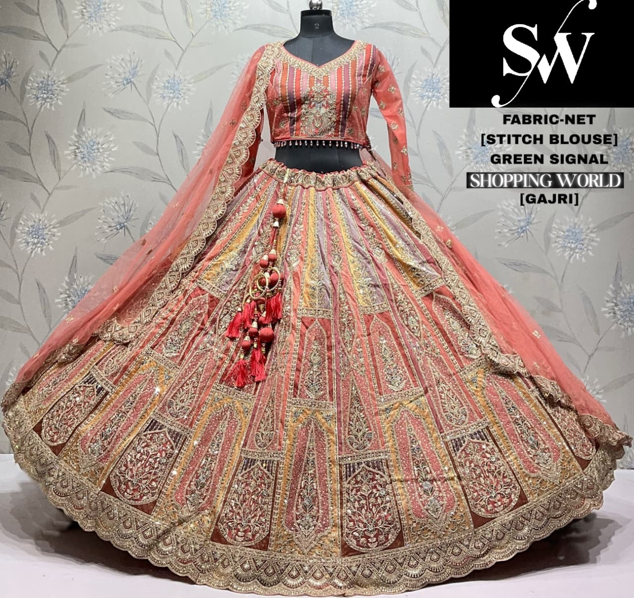 Wine Net Lehenga