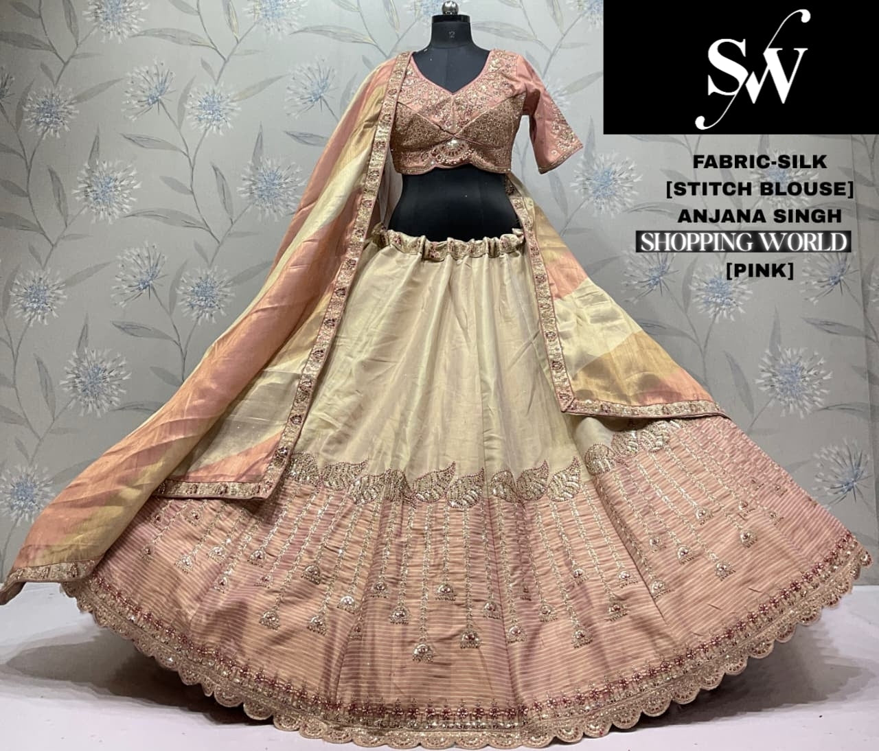 Silver Grey Silk Lehenga