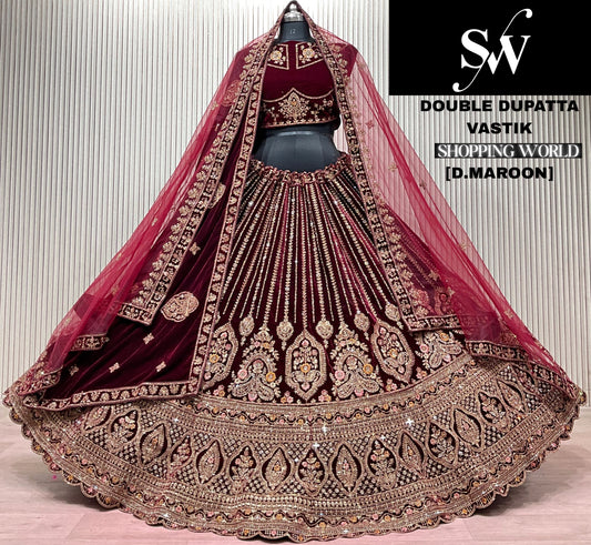 Peach Golden Bridal Silk Lehenga (Copy)