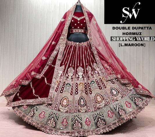 Rani Pink Peacock Double Dupatta Peacock Bridal Lehenga