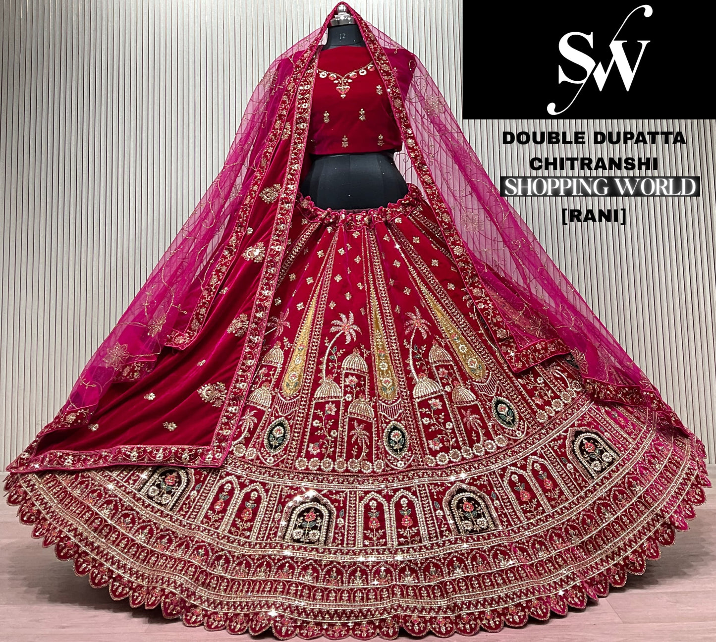 Light Maroon Peacock Double Dupatta Peacock Bridal Lehenga