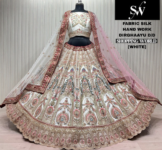 Rust Orange Silk Peacock Lehenga