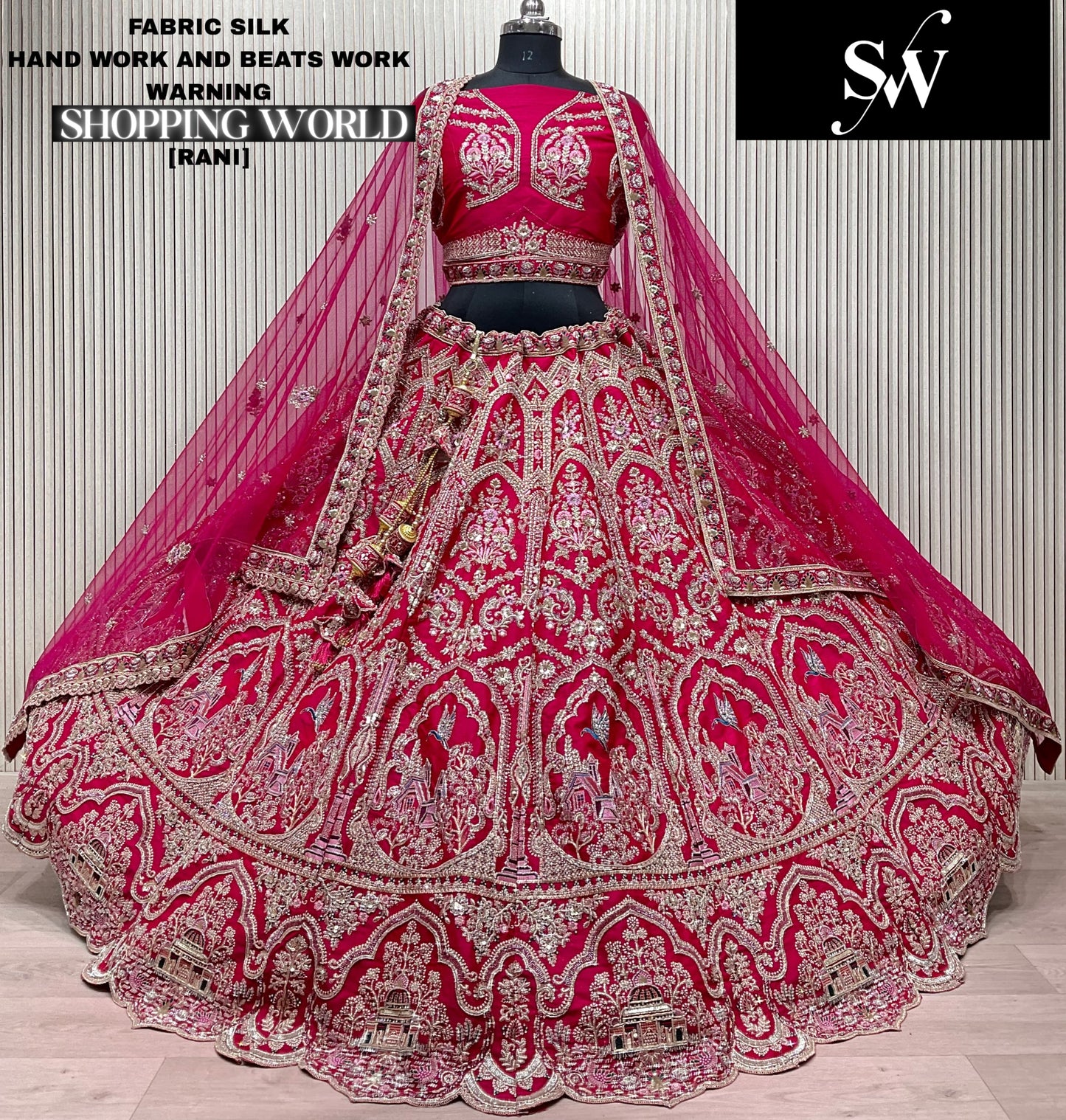 Red Silk Peacock Lehenga