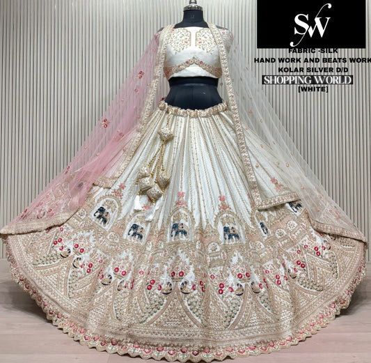 Rust orange Silk Peacock Lehenga