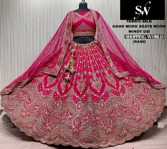 Red Peacock Silk Bridal Lehenga