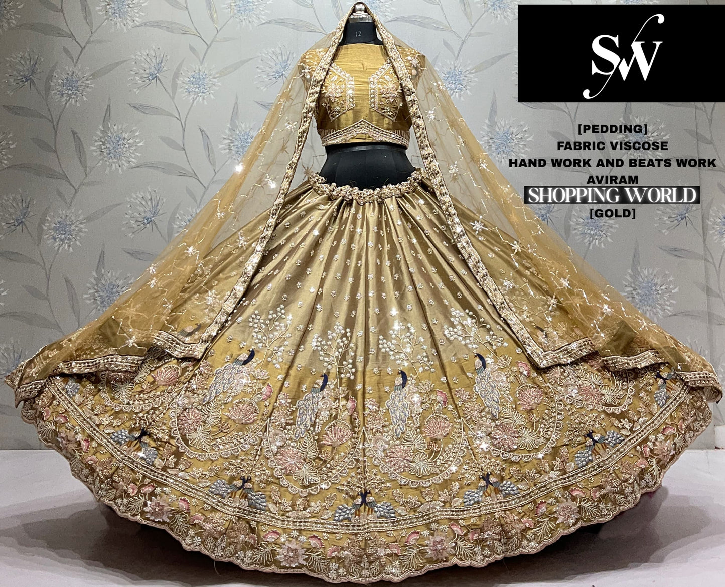 Golden Viscose Peacock Lehenga