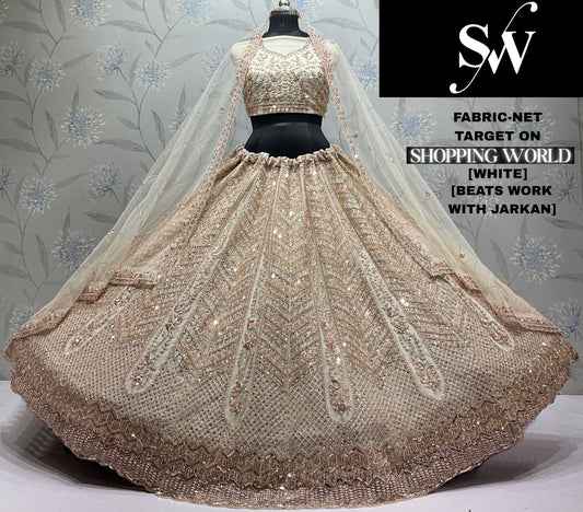 Pista Green Designer Net Lehenga