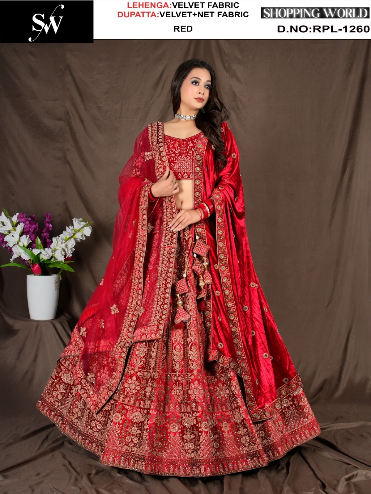 Red Velvet Bridal Lehenga