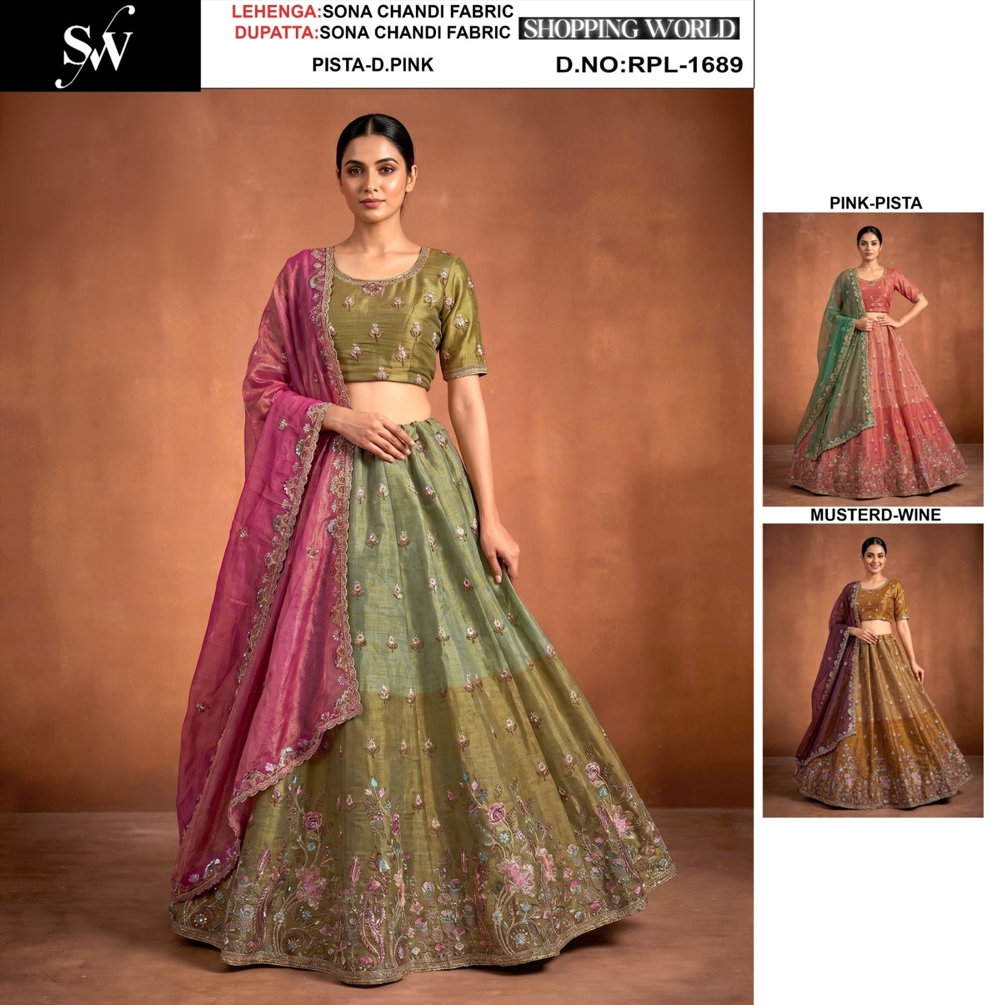 Pista Green Sona Chandi Lehenga