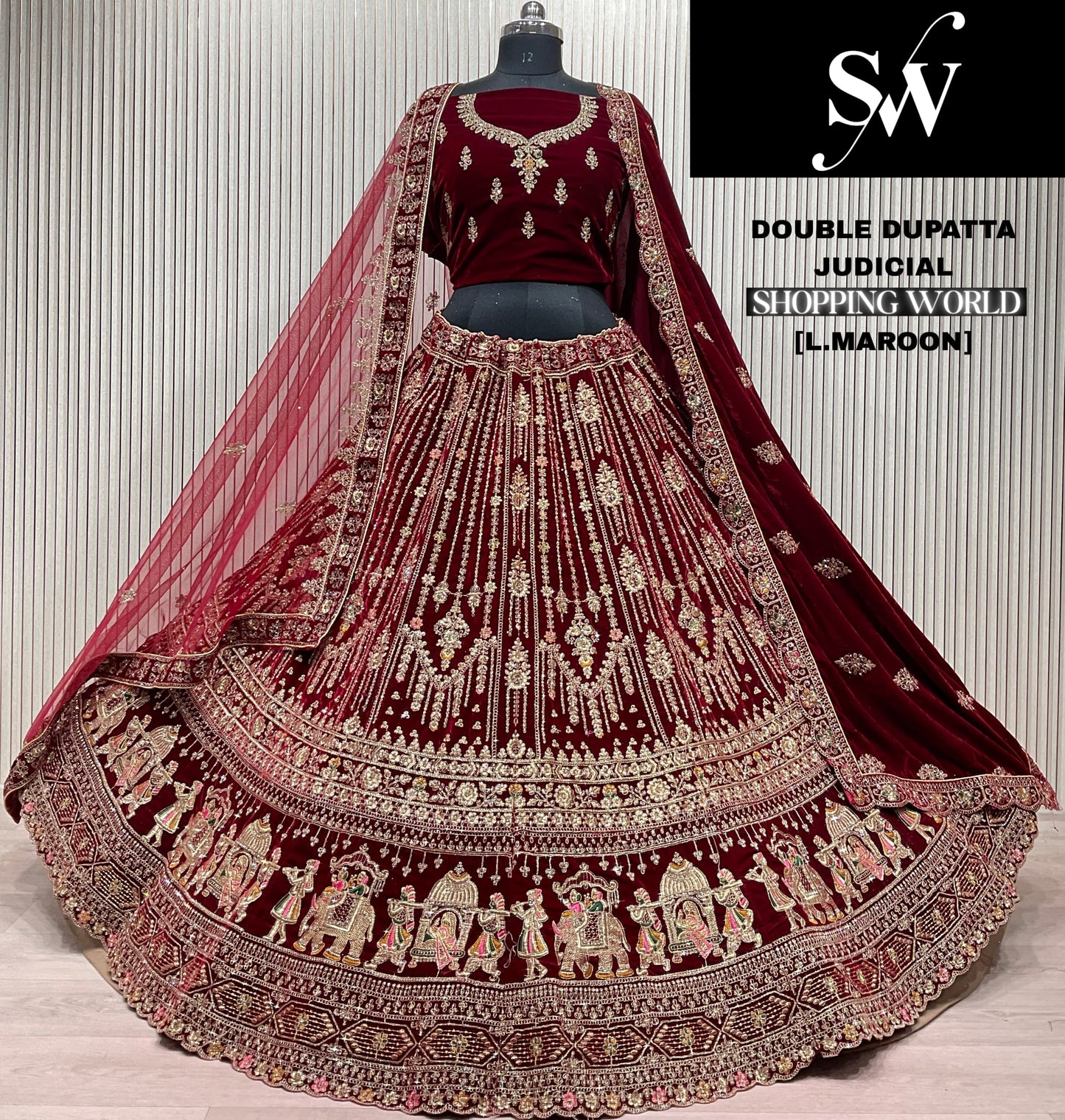 Dark Maroon Bridal Lehenga