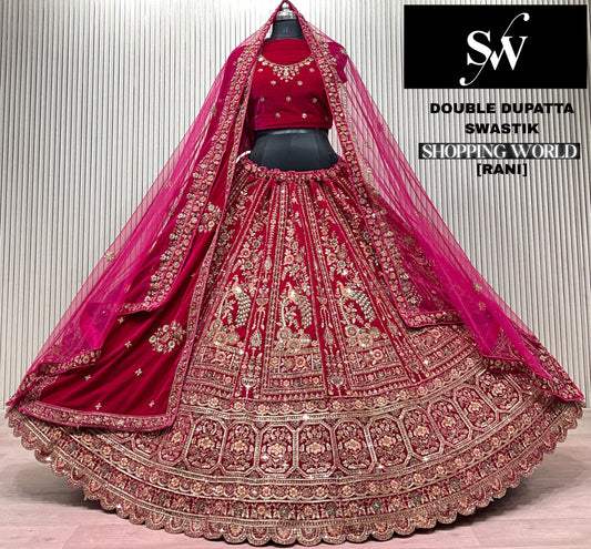 Dark Maroon Peacoock Bridal Lehenga