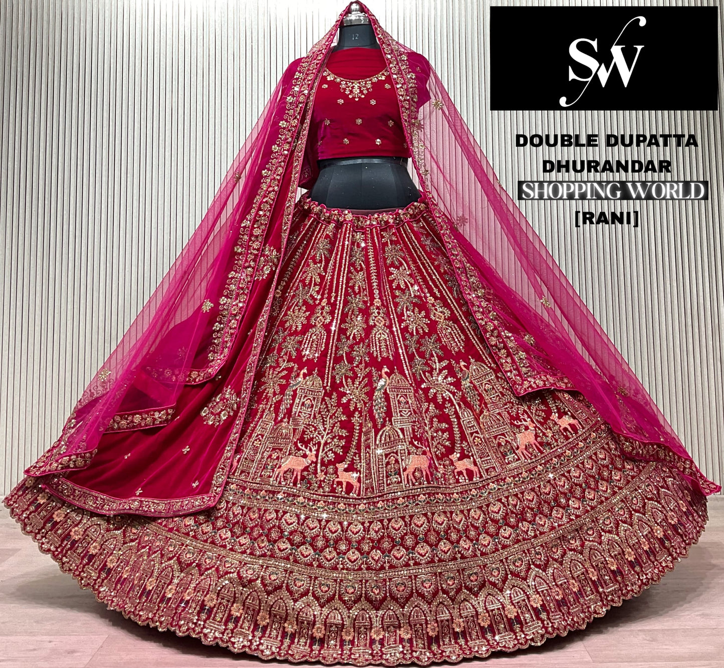 Dark Maroon Peacoock Bridal Lehenga
