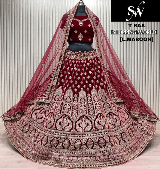 Dark Maroon Peacock Bridal Lehenga