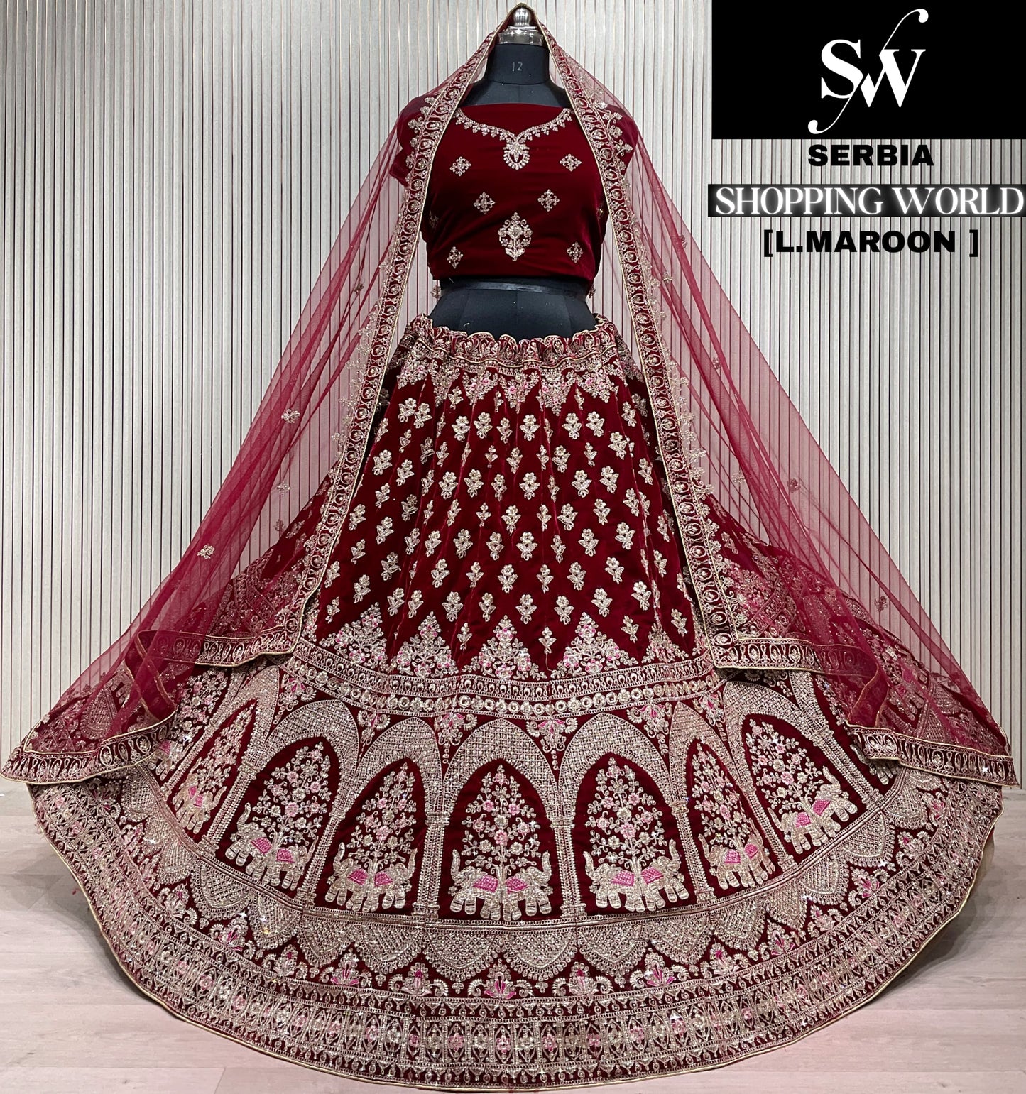 Dark Maroon Bridal Lehenga
