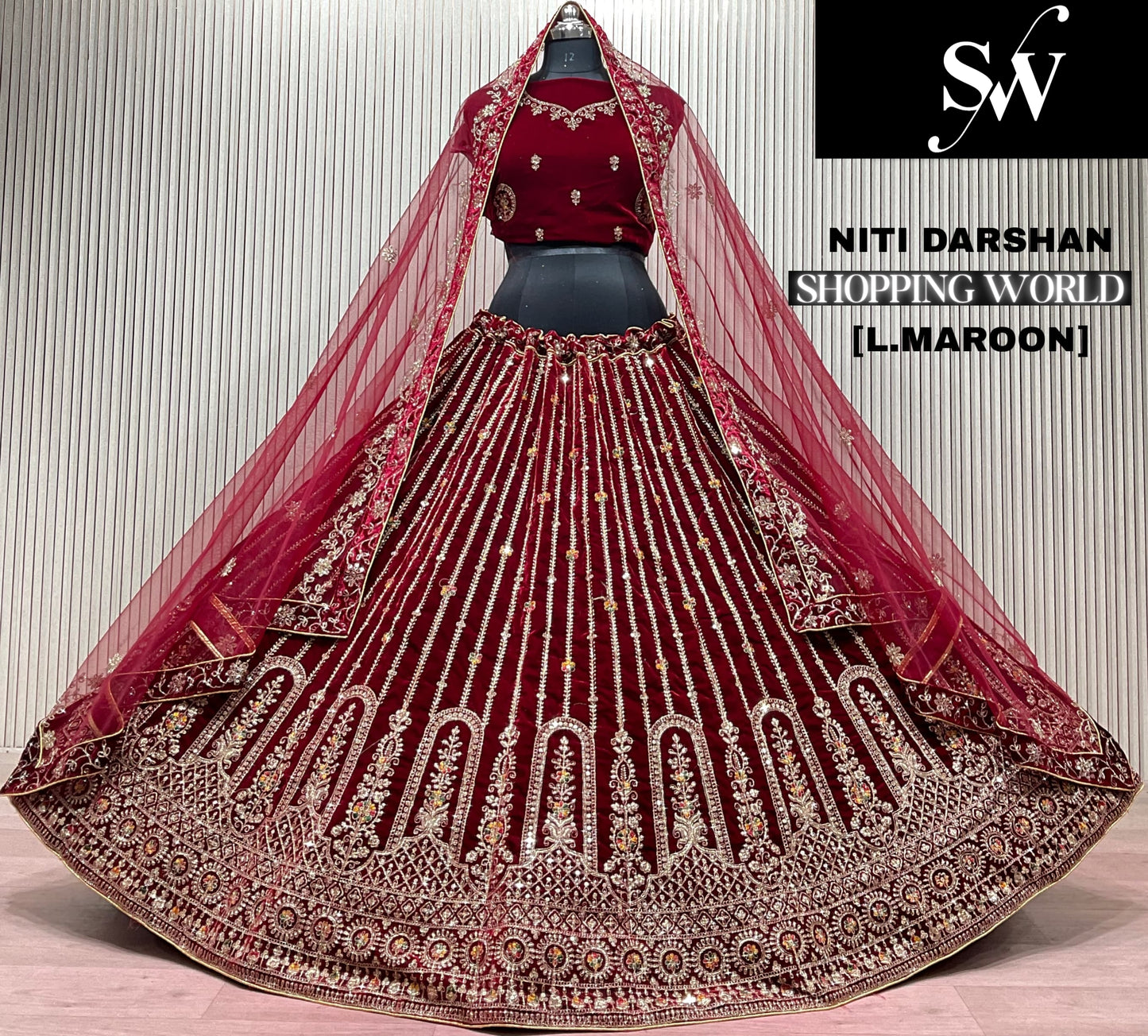 Dark Maroon Bridal Lehenga