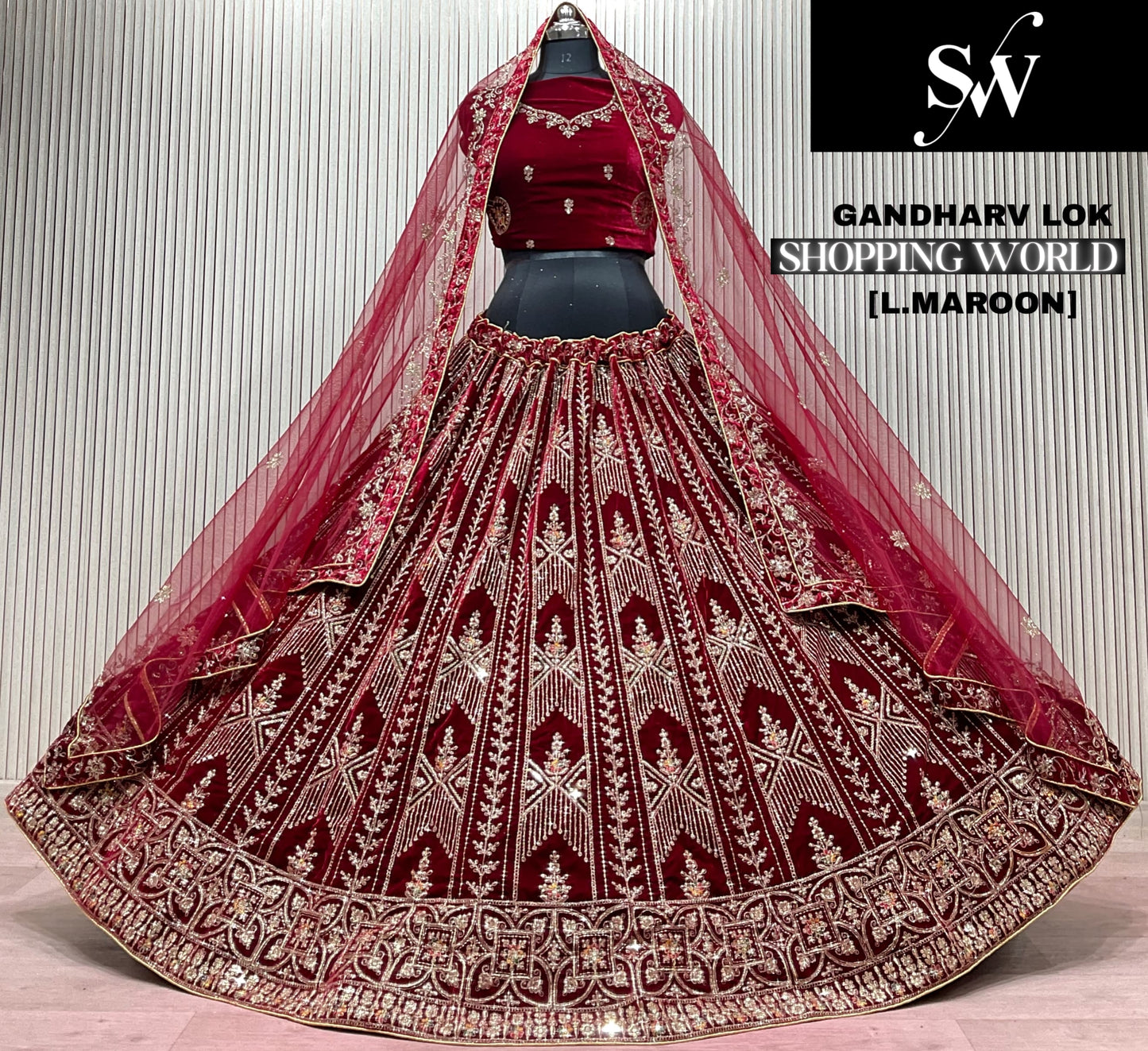 Dark Maroon Bridal Lehenga