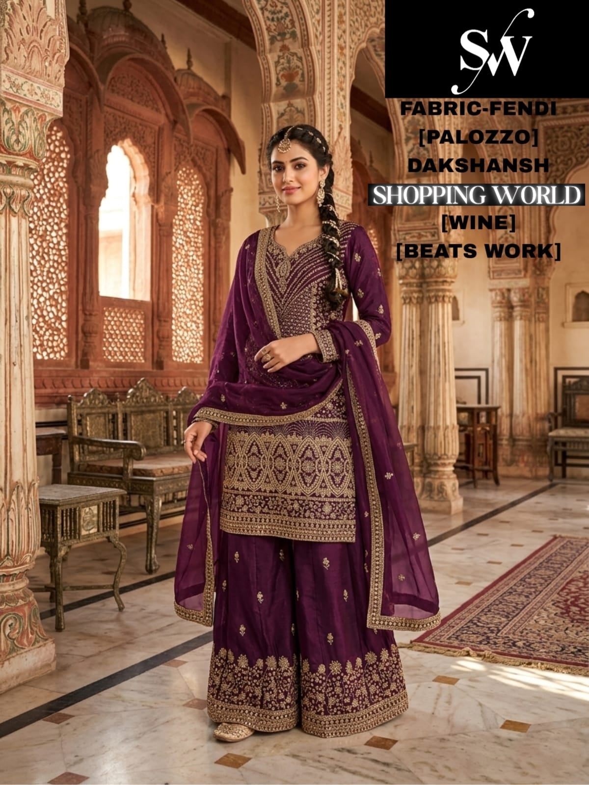 Purple Wine Fendi Plazo Dress