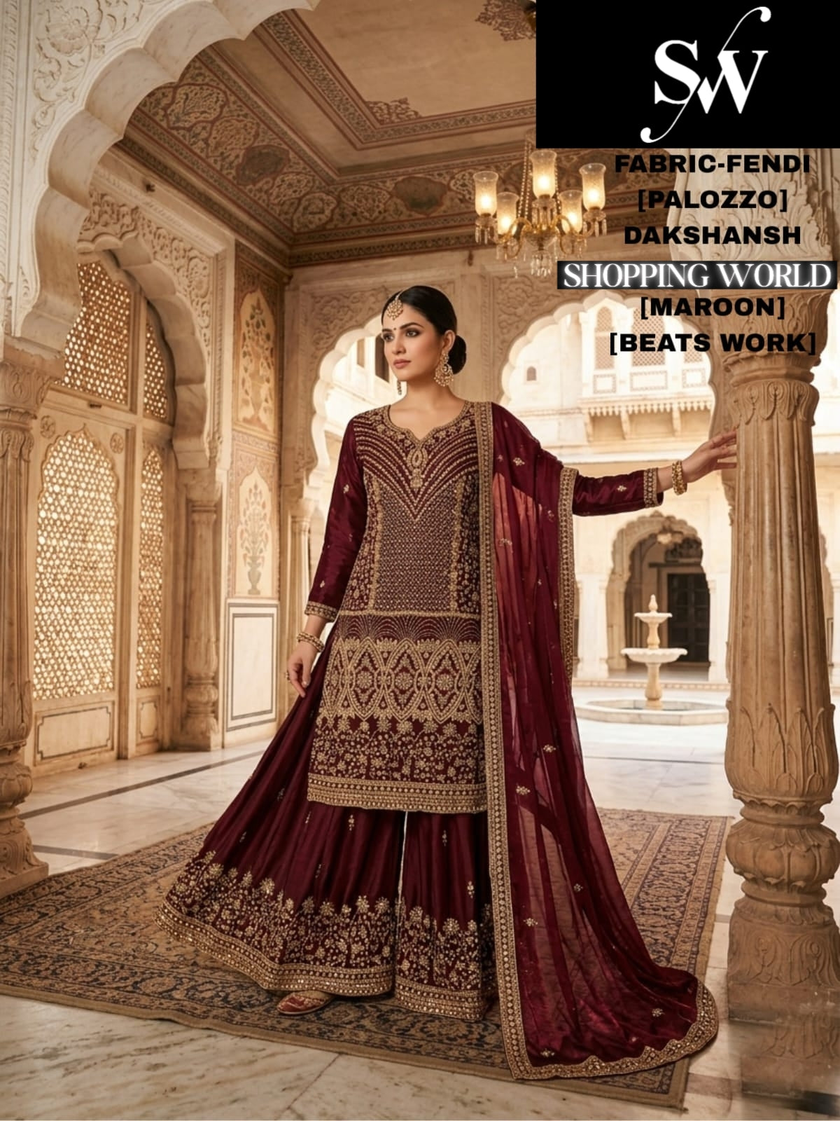 Maroon Fendi Long Plazo Dress