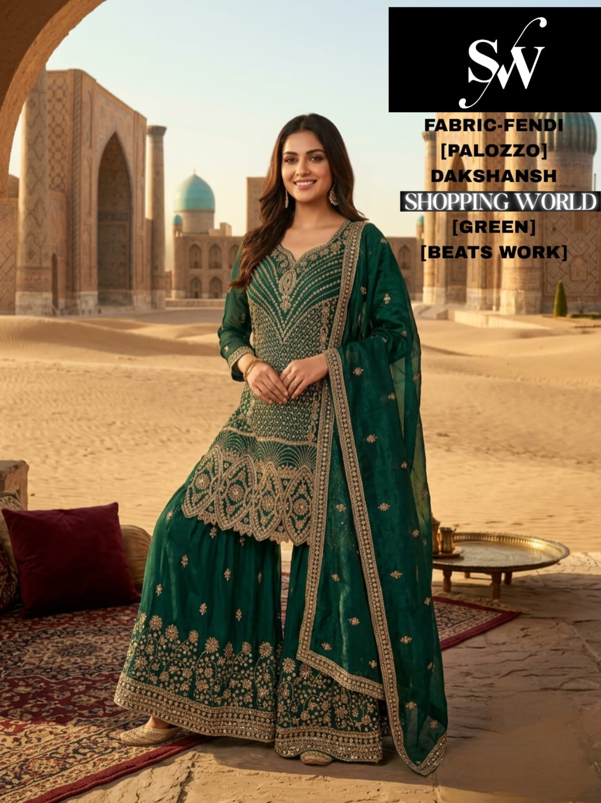 Green Fendi Long Plazo Dress