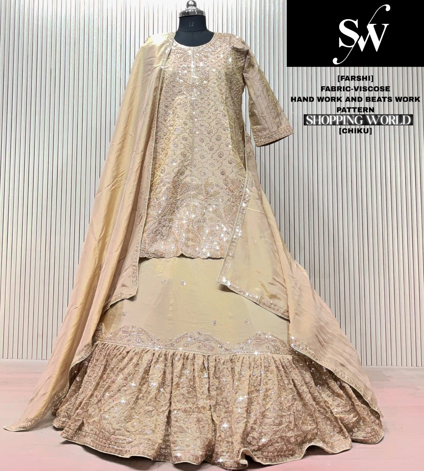 Pink Viscose Long Farshi Garara Dress Material Special