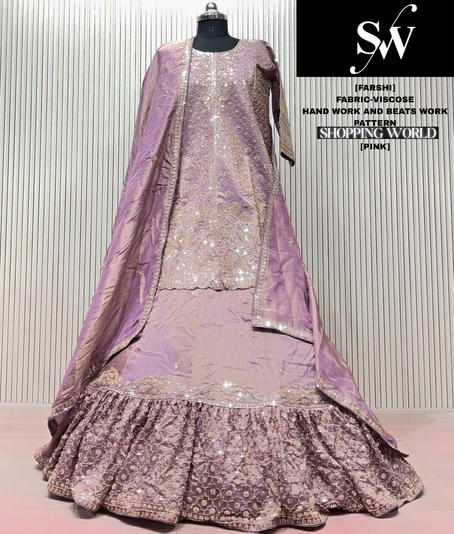 Chiku Golden Viscose Long Farshi Garara Dress Material Special
