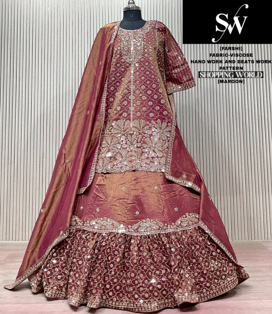 Rama Green Viscose Long Farshi Garara Dress Material Special