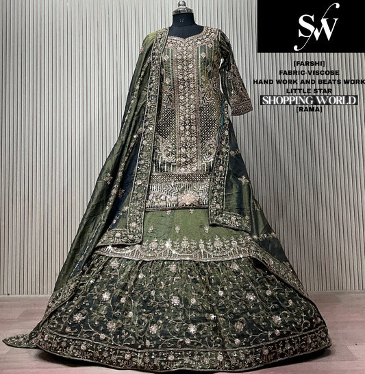 Maroon Viscose Long Farshi Garara Dress Material Special