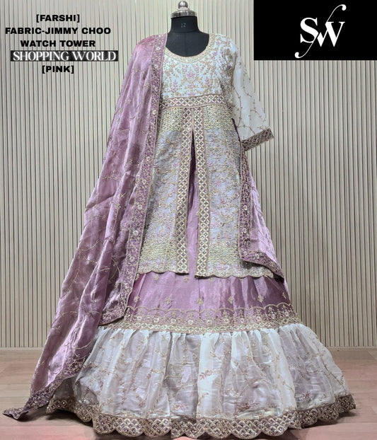 Pista Green Long Farshi Garara Dress Material Special