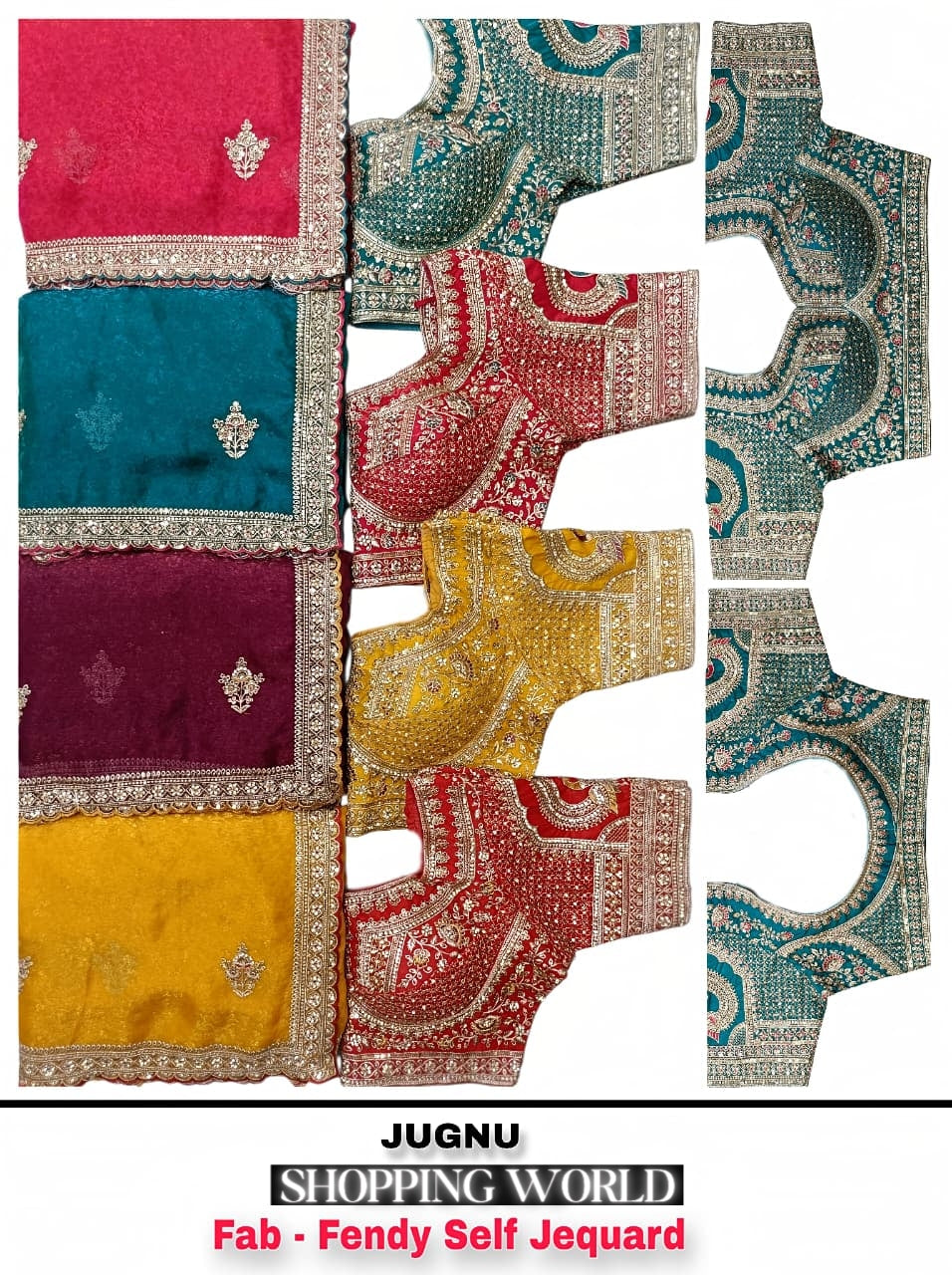 Mustard Yellow Maroon Green Blue Fendy Self Jacquard Saree