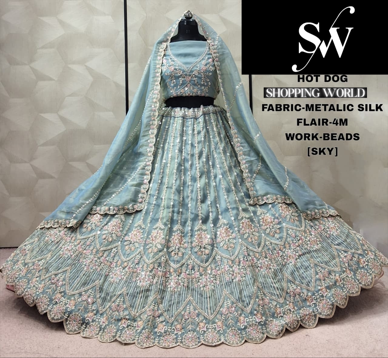 Lavender Metallic Silk Lehenga