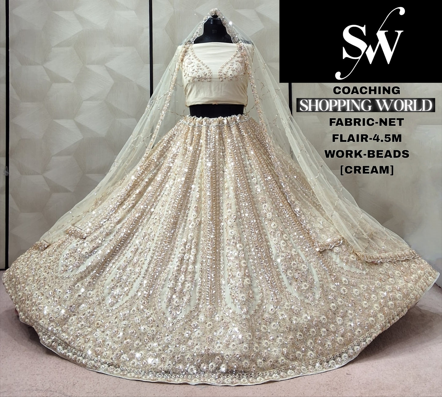 Pista Green Net Lehenga